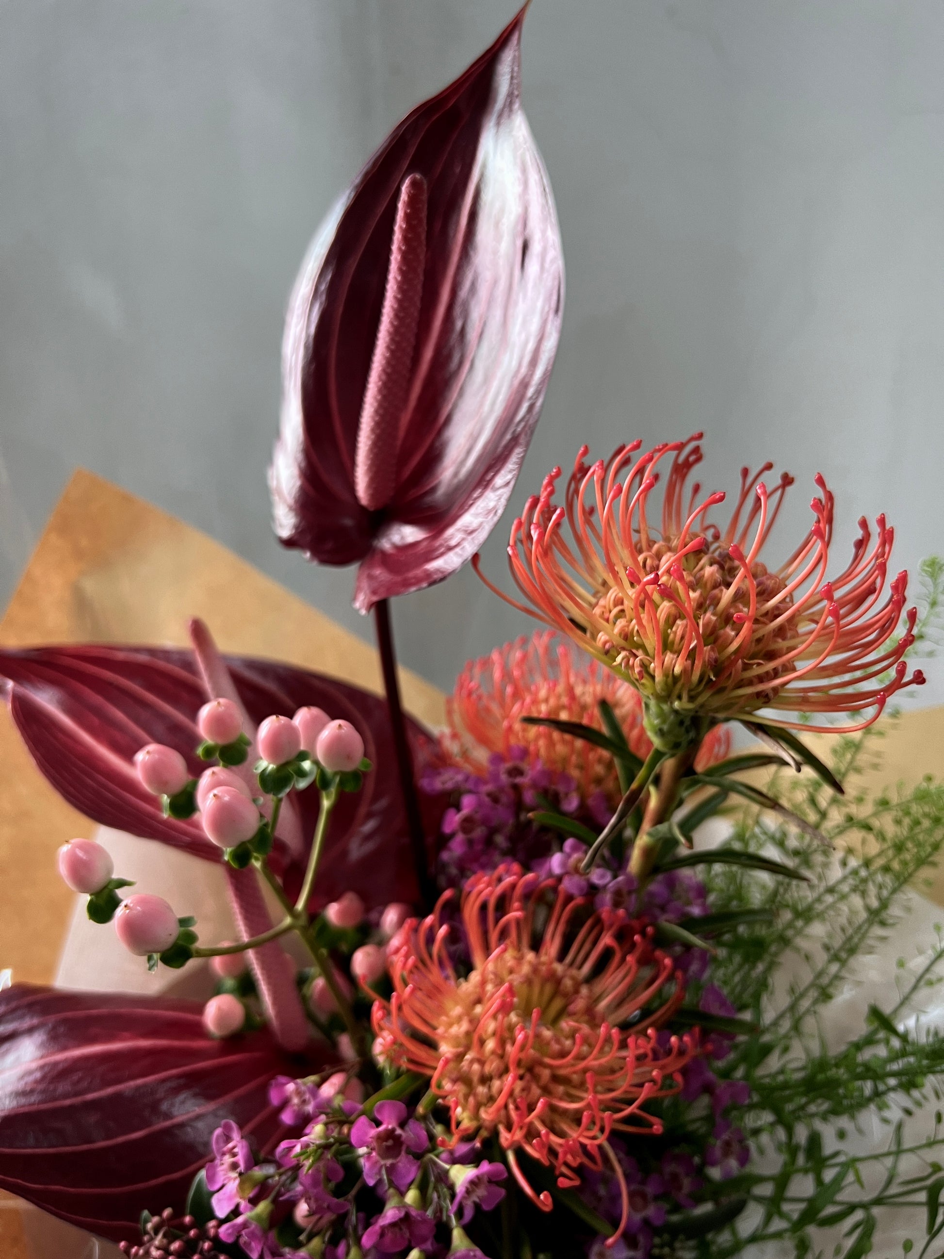 Wrapped Flower Arrangements | Warm Color Bouquet | amytfleur