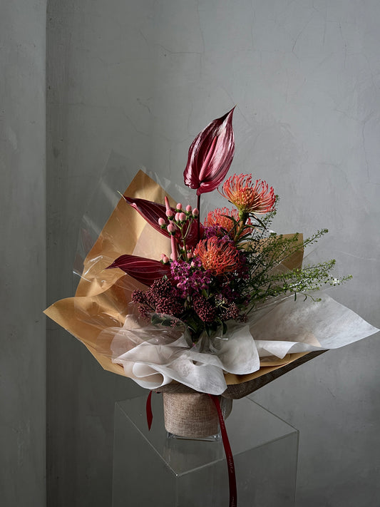 Wrapped Flower Arrangements | Warm Color Bouquet | amytfleur